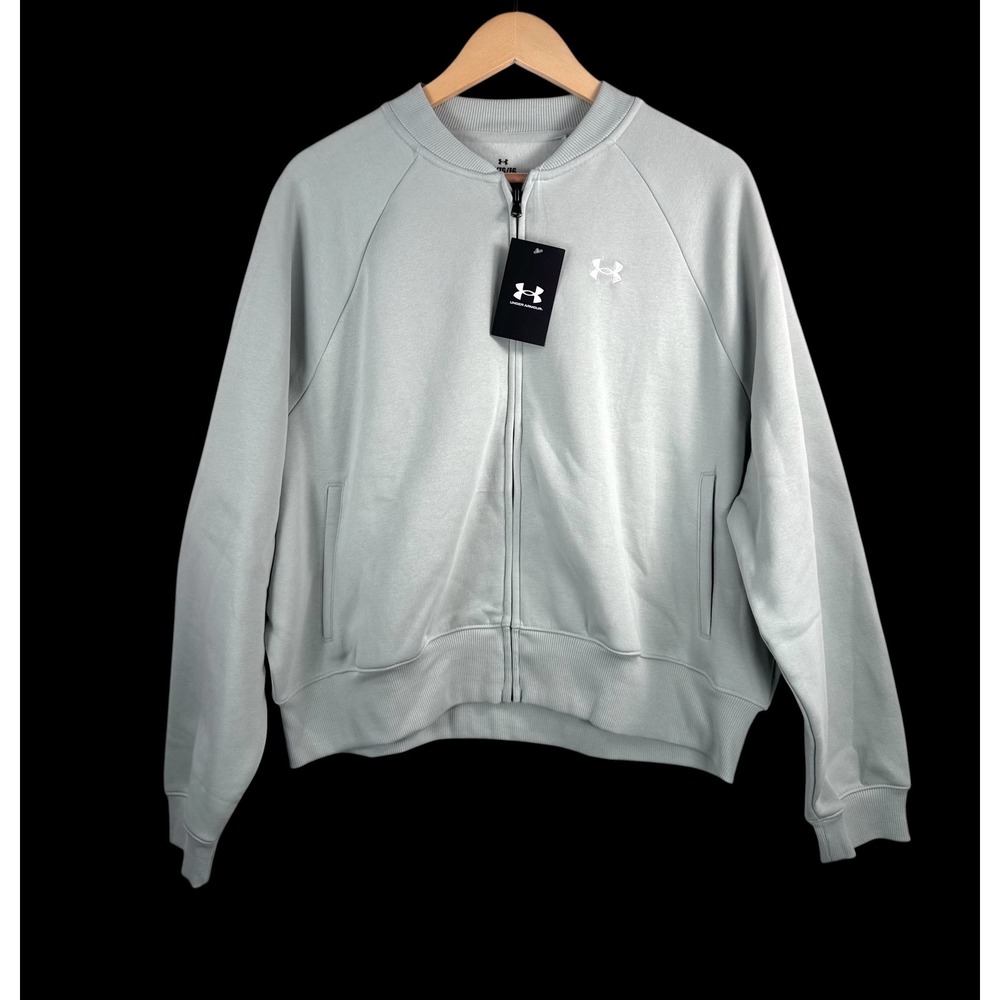 Under Armour Rival Fleece Bomber sz XL Sage Green Full Zip Jacket oversized